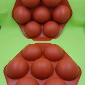 2 Pack Half Sphere Ball Silicone Cake Mold 7 Hole Muffin Chocolate Baking Mold.